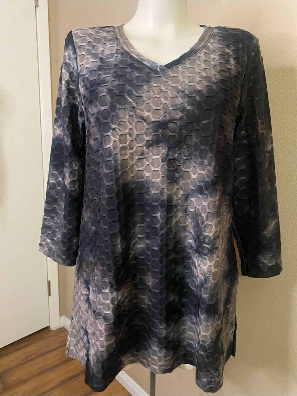 Lori Goldstein LOGO tectured tie-dye look tunic top dress XS